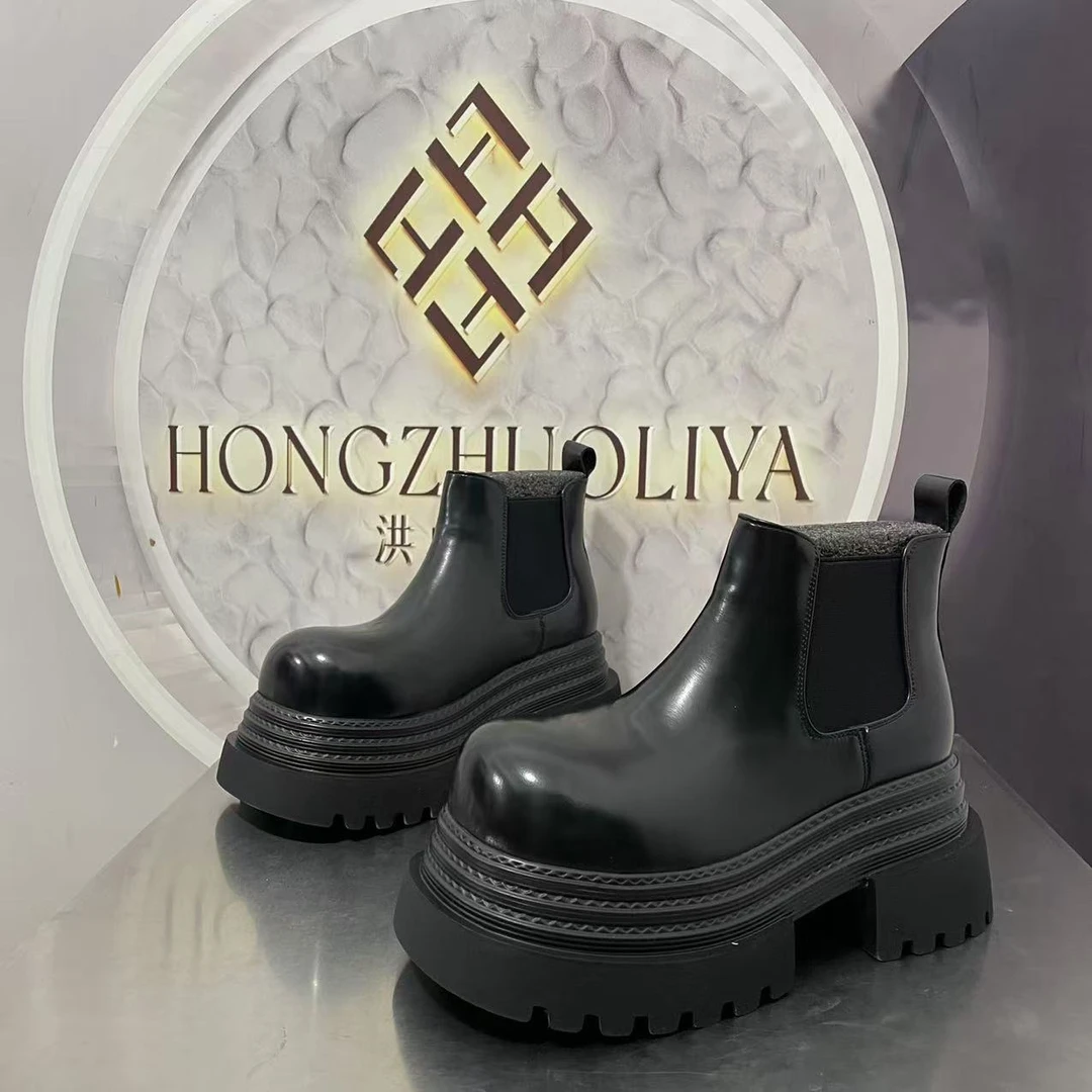 7788-1新款2024单里精品百搭潮流马丁靴中筒烟筒黑色女士春秋