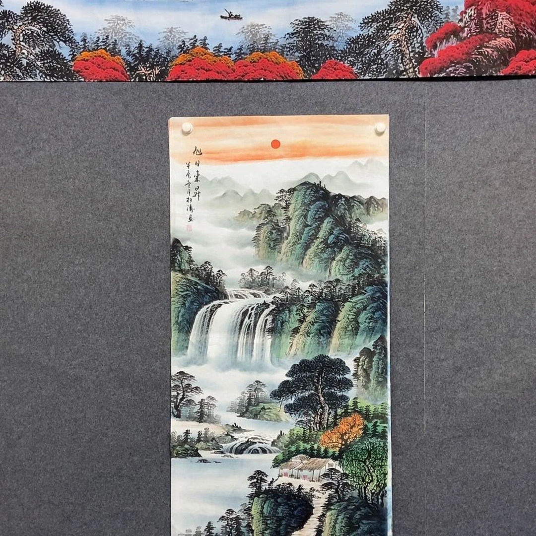 国画四尺绿水一副