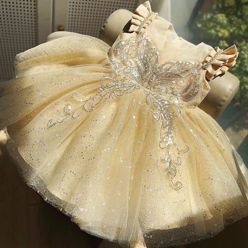 女童礼服夏季花童婚礼高端轻奢小众女宝宝蓬蓬背心裙小女孩公主裙