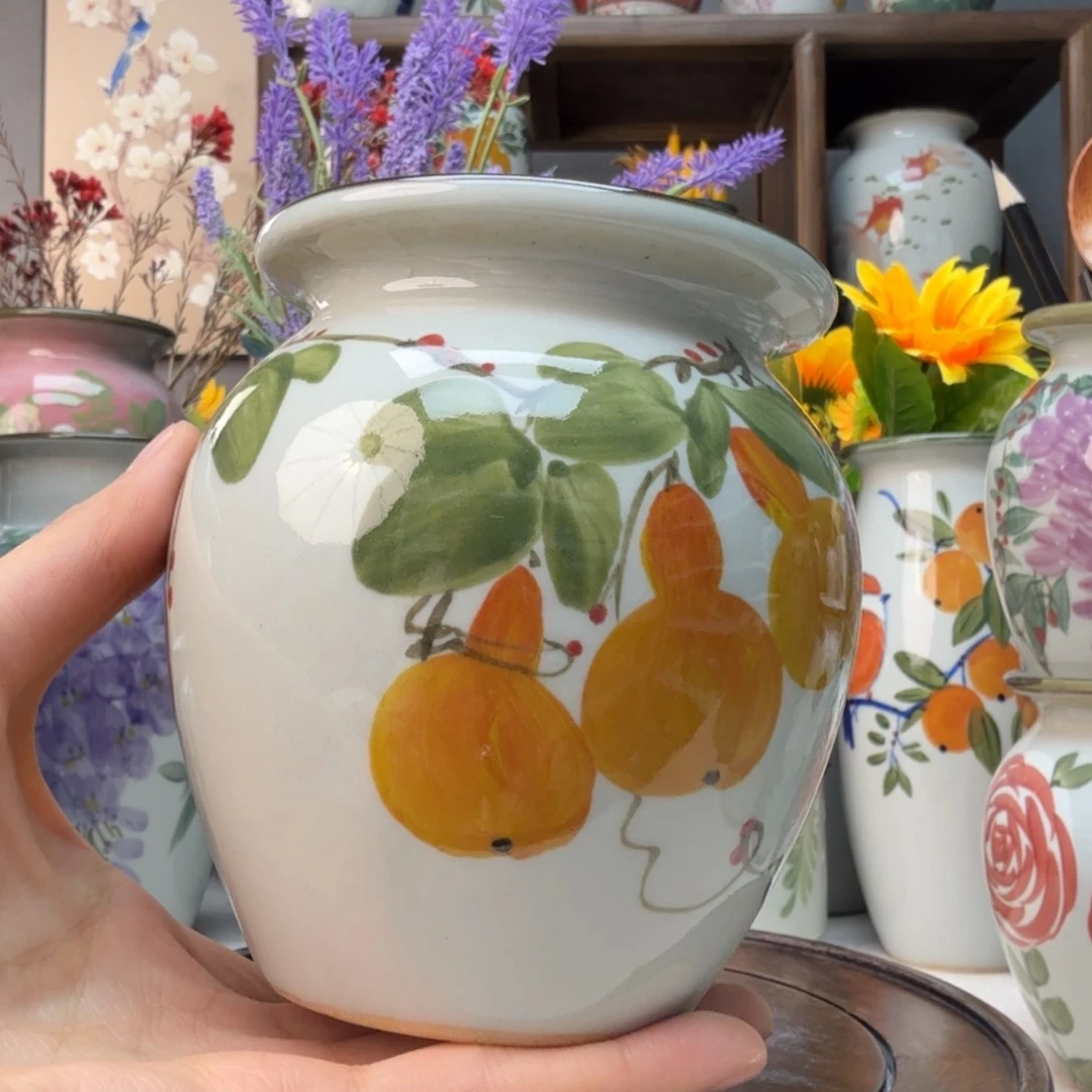 罐 景德镇陶瓷手绘花瓶摆件无孔
