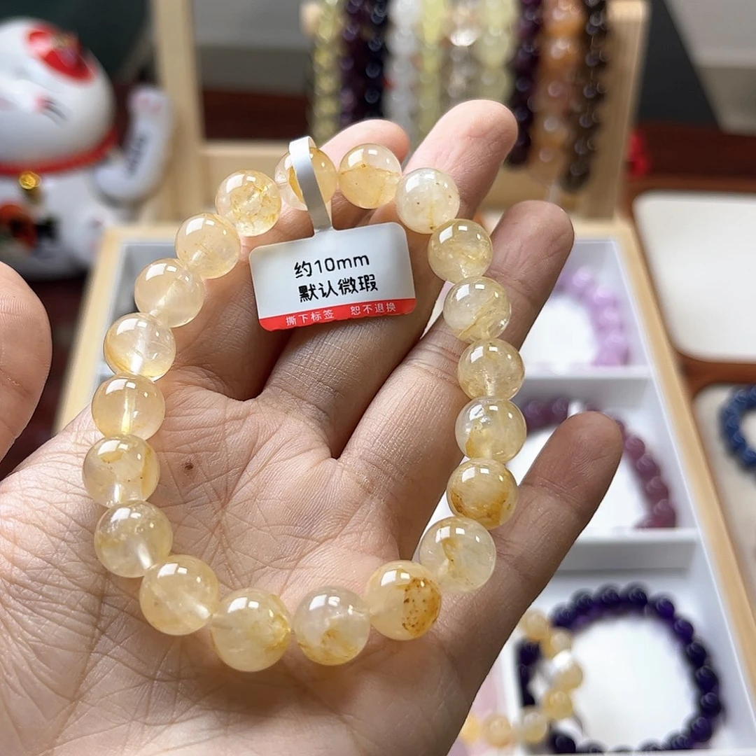 水晶手链未镶嵌发****羊10mm黄胶花