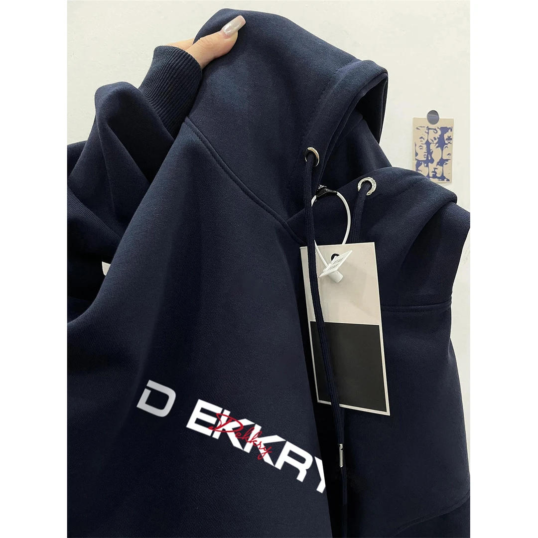 美式个性植物花卉字母印花连帽卫衣男女秋冬季休闲宽松情侣款上衣