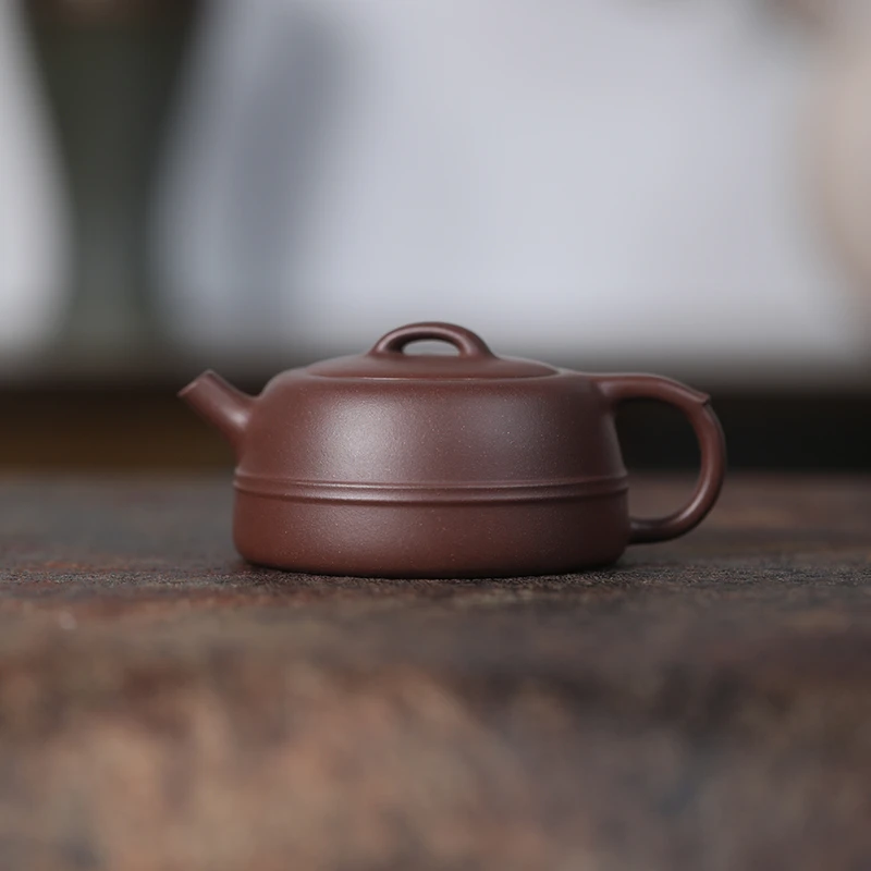 【腰线井栏】原矿紫泥 手工制作内推孔 宜兴紫砂壶