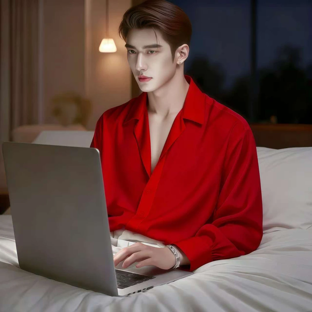 设计师款高端醋酸丝绸男款衬衣发型师真丝男士春秋款长袖休闲衬衫