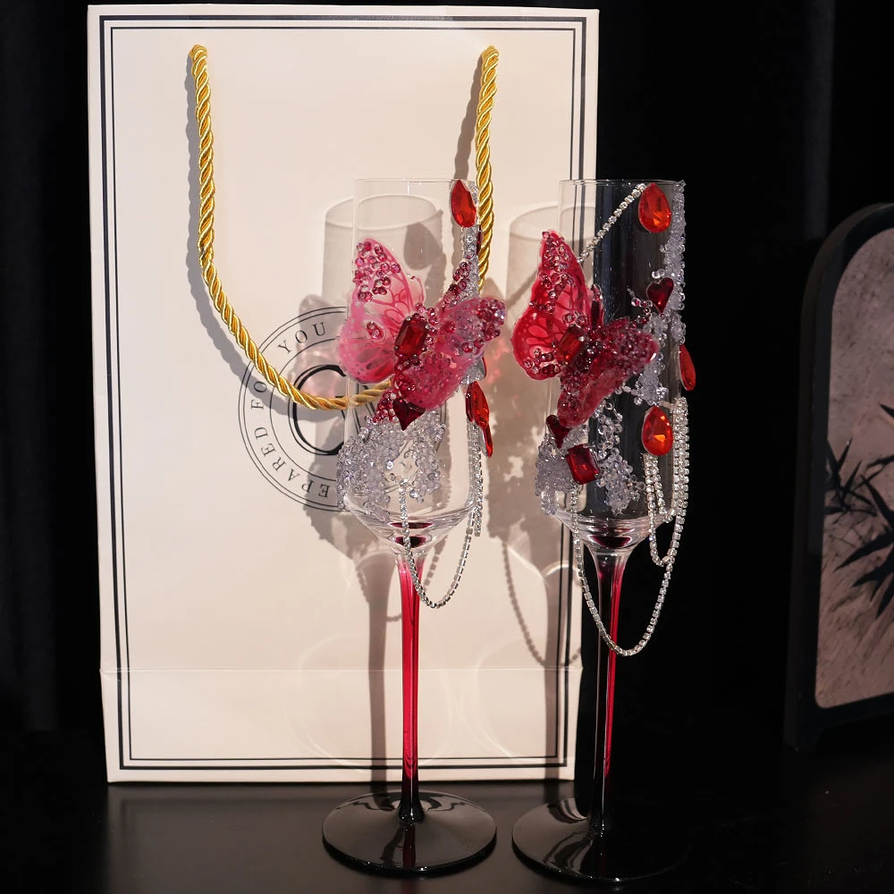 敬酒杯创意diy材料包葡萄鸡尾酒杯高脚香槟杯结婚仪式感订婚礼物