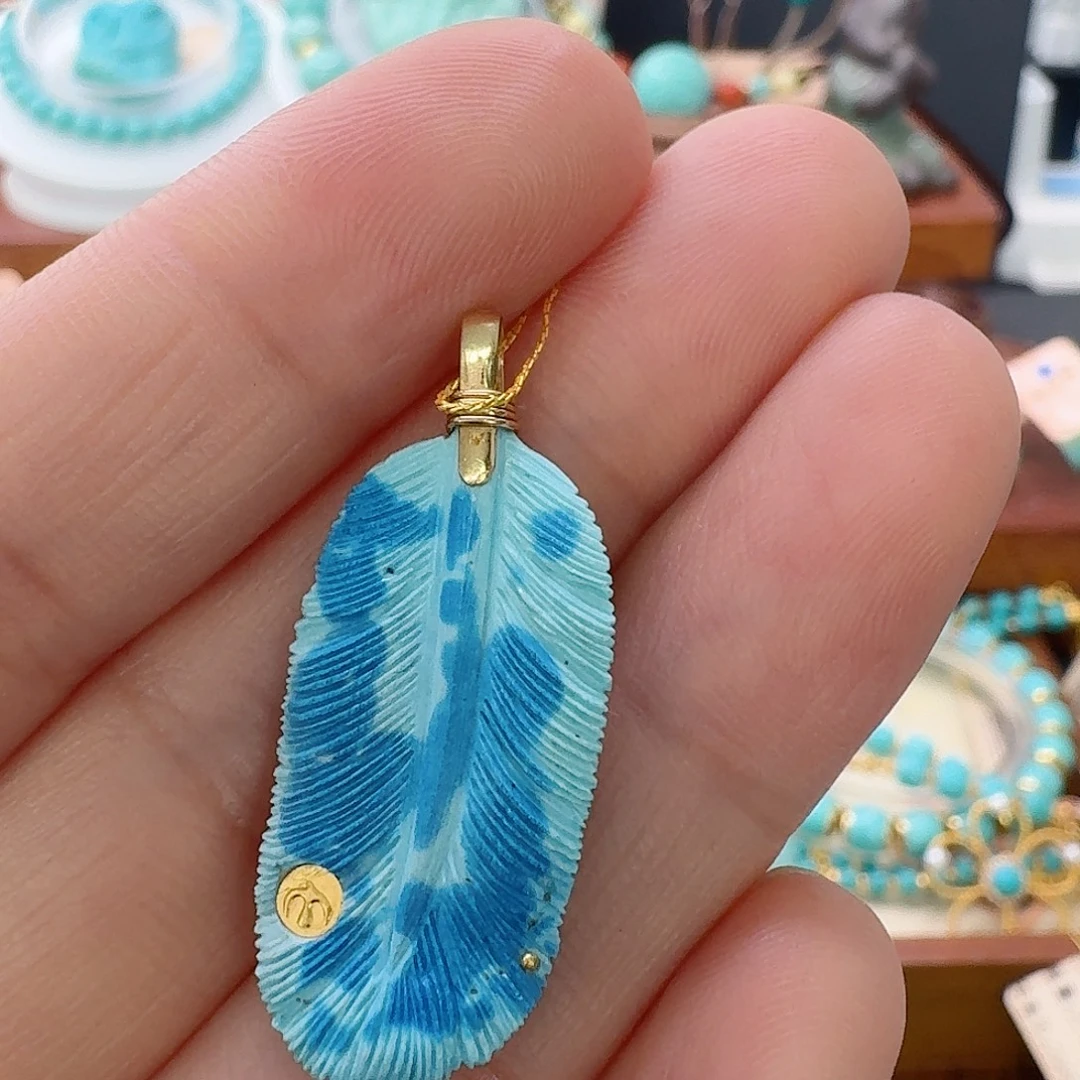 绿松石18K金镶嵌珠宝半成品