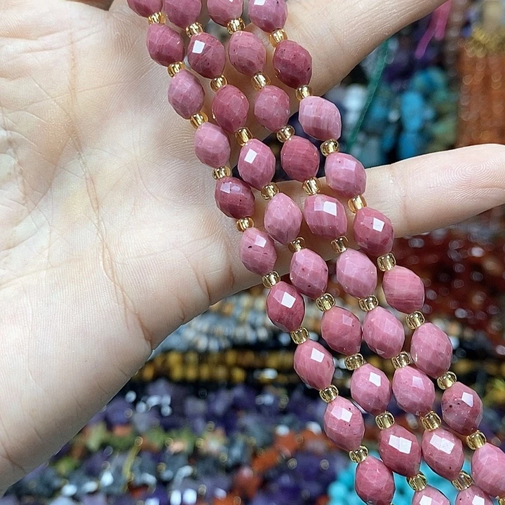 玛瑙/玉髓未镶嵌珠宝半成品天然红木纹米切卡6*8mm