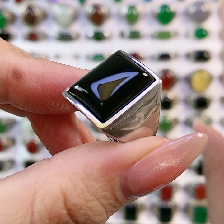 银S925镶嵌戒指玛瑙/玉髓