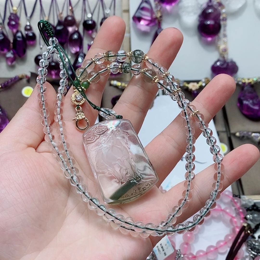 未镶嵌吊坠(赠链)水晶入**驻绿幽灵吊坠