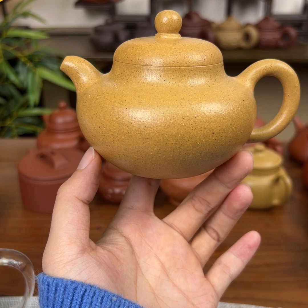 紫砂茶壶紫砂壶黄金段柿园壶250cc全手