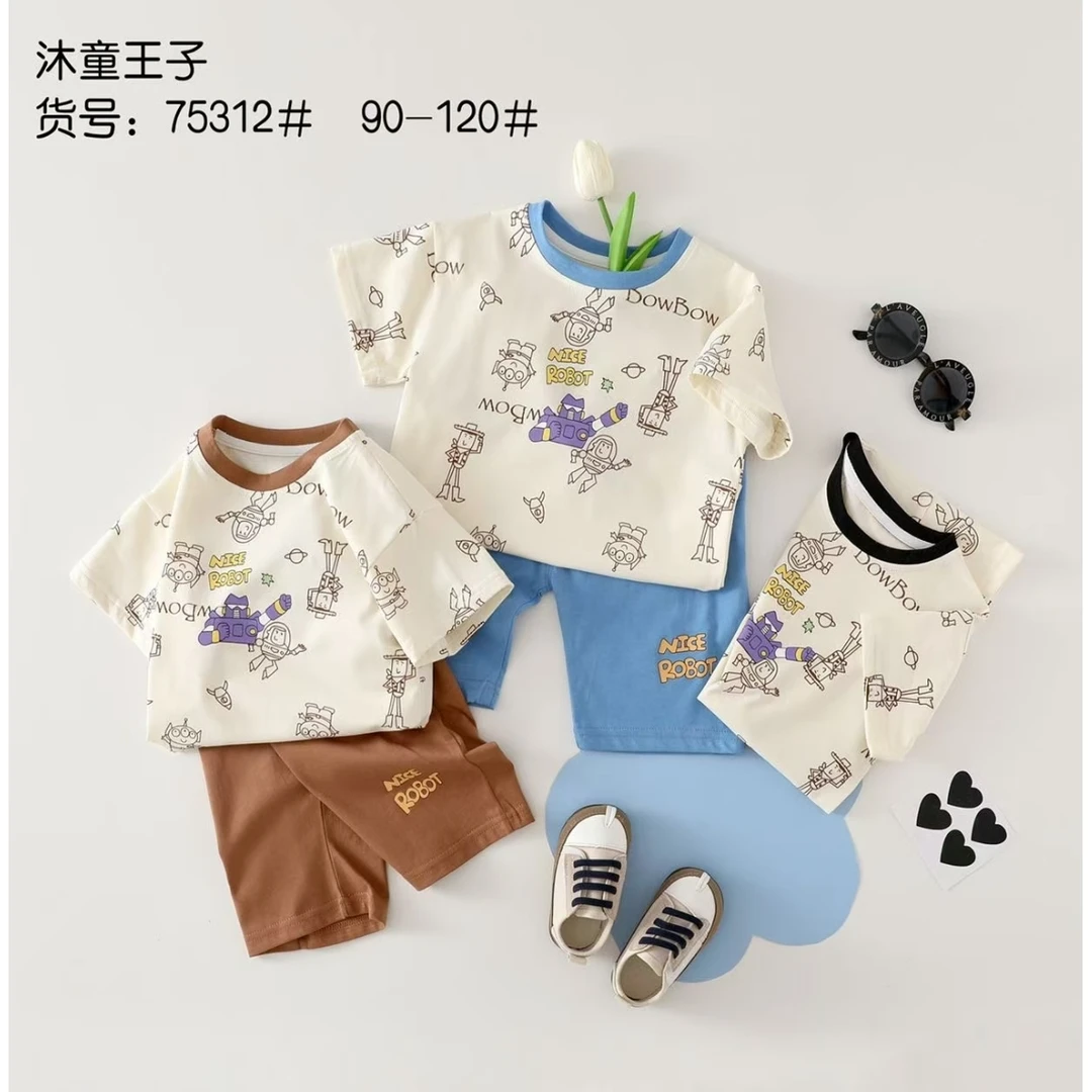 夏季卡通短袖短裤套装75312