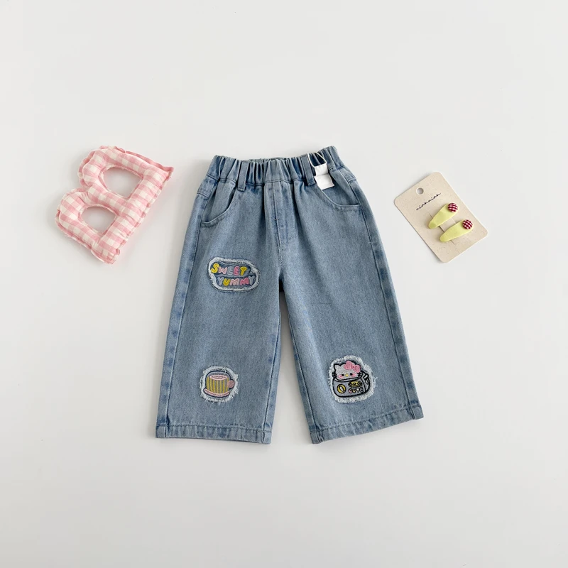 叭啦妈咪儿童牛仔长裤2025秋装新款女宝洋气百搭裤子潮BYM5034