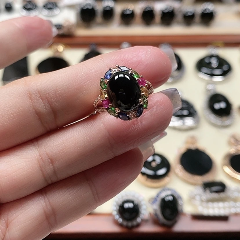 【闪购商品】翡翠戒指18K金镶嵌桃**姐缅甸翡翠