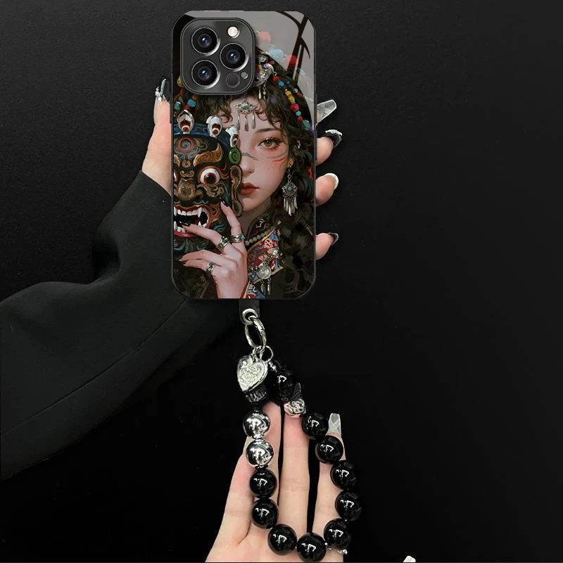 适用于苹果/oppo/华为/vivo/小米扎基拉姆电镀玻璃手链防摔手机壳