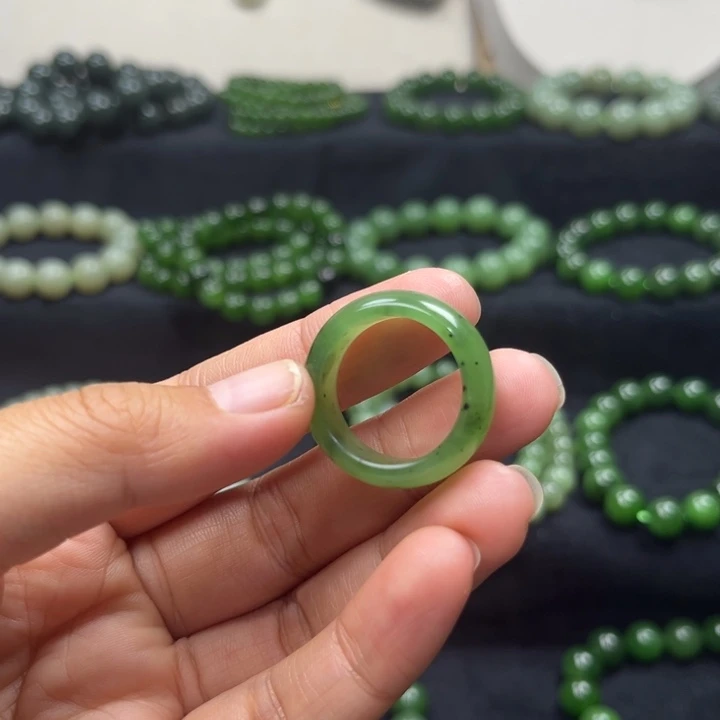 和田玉未镶嵌手链乌兰海料戒指