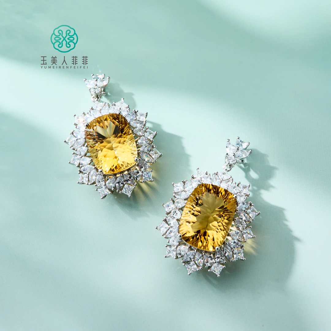 菲菲珠宝好~S925黄水晶方形吊坠约39*31mm-多样性发一约22克拉