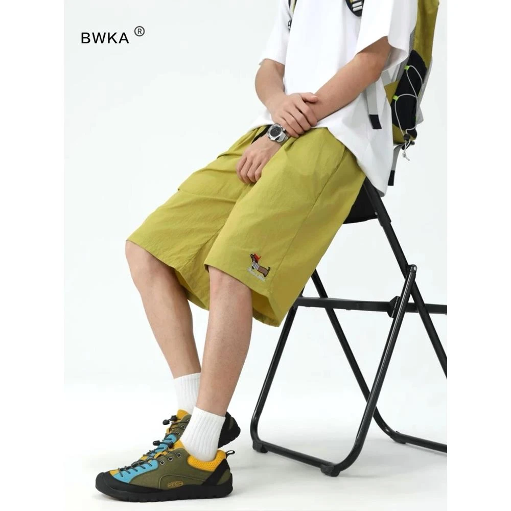 BWKA腊肠狗刺绣速干短裤女男夏季潮牌宽松休闲五分裤百搭运动裤子