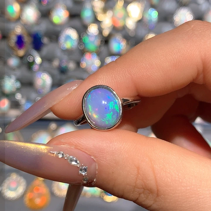 欧泊福利戒指t银S925镶嵌