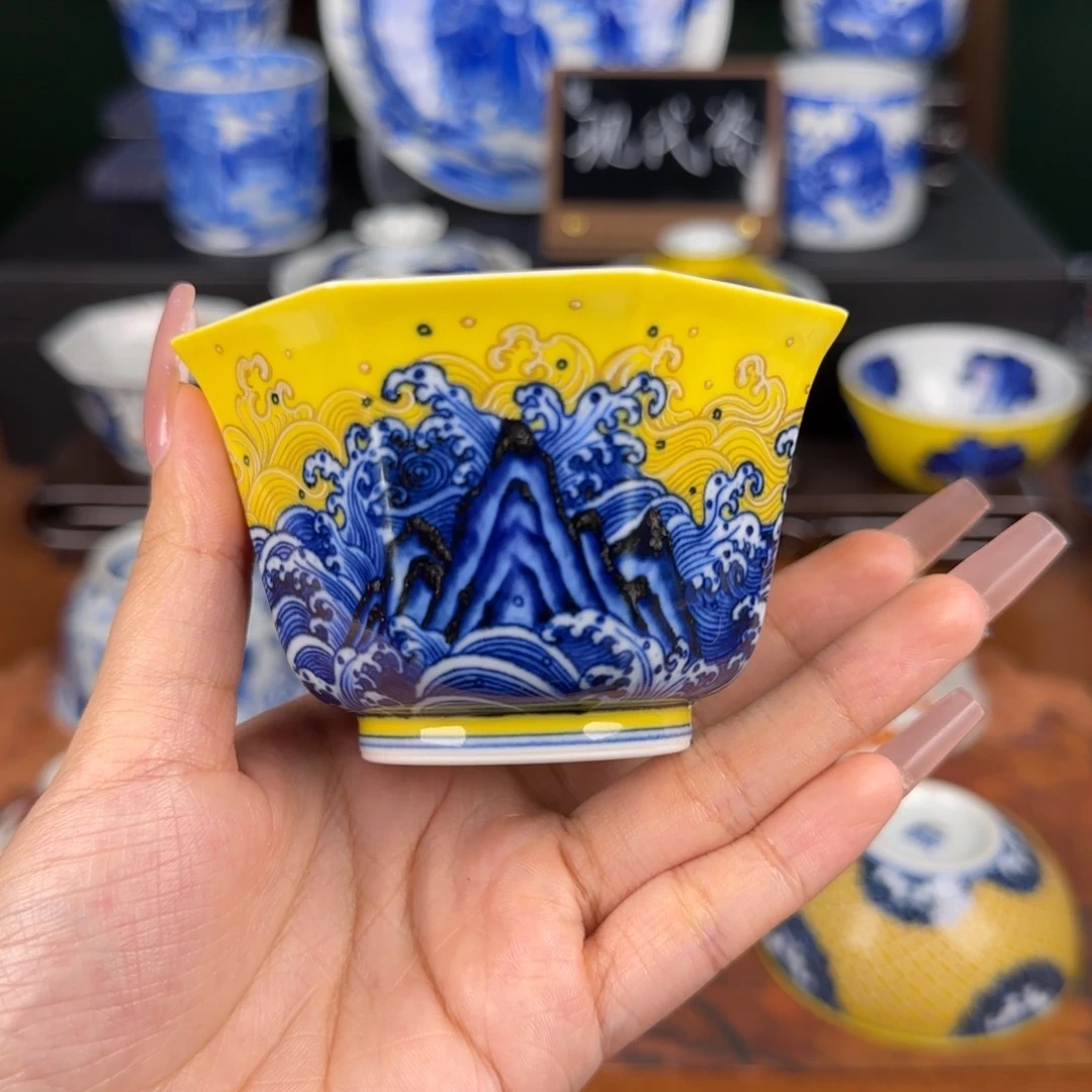 杯水造。江涯海水 八方杯