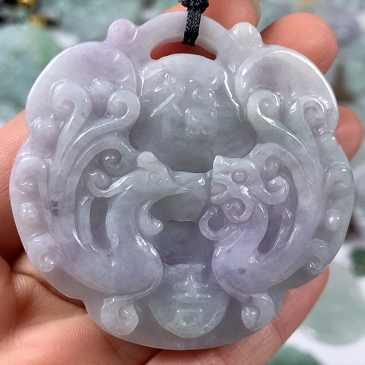 颈饰未镶嵌翡翠龙凤呈祥两面工艺福利