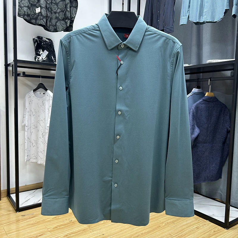 无痕压胶工艺简约商务休闲男士尖领长袖衬衫修身打底寸衫Y5T0080