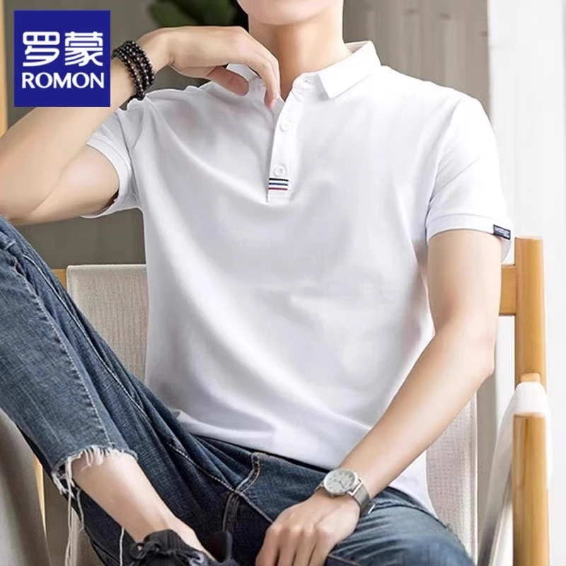 罗蒙polo衫夏季薄款宽松潮流半袖上衣2025新款休闲翻领短袖T恤衫