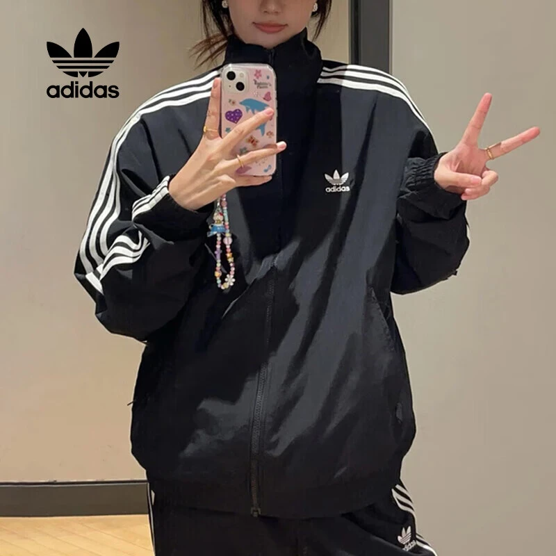 阿迪达斯三叶草梭织夹克男2025夏季新款运动服休闲宽松外套KB2466