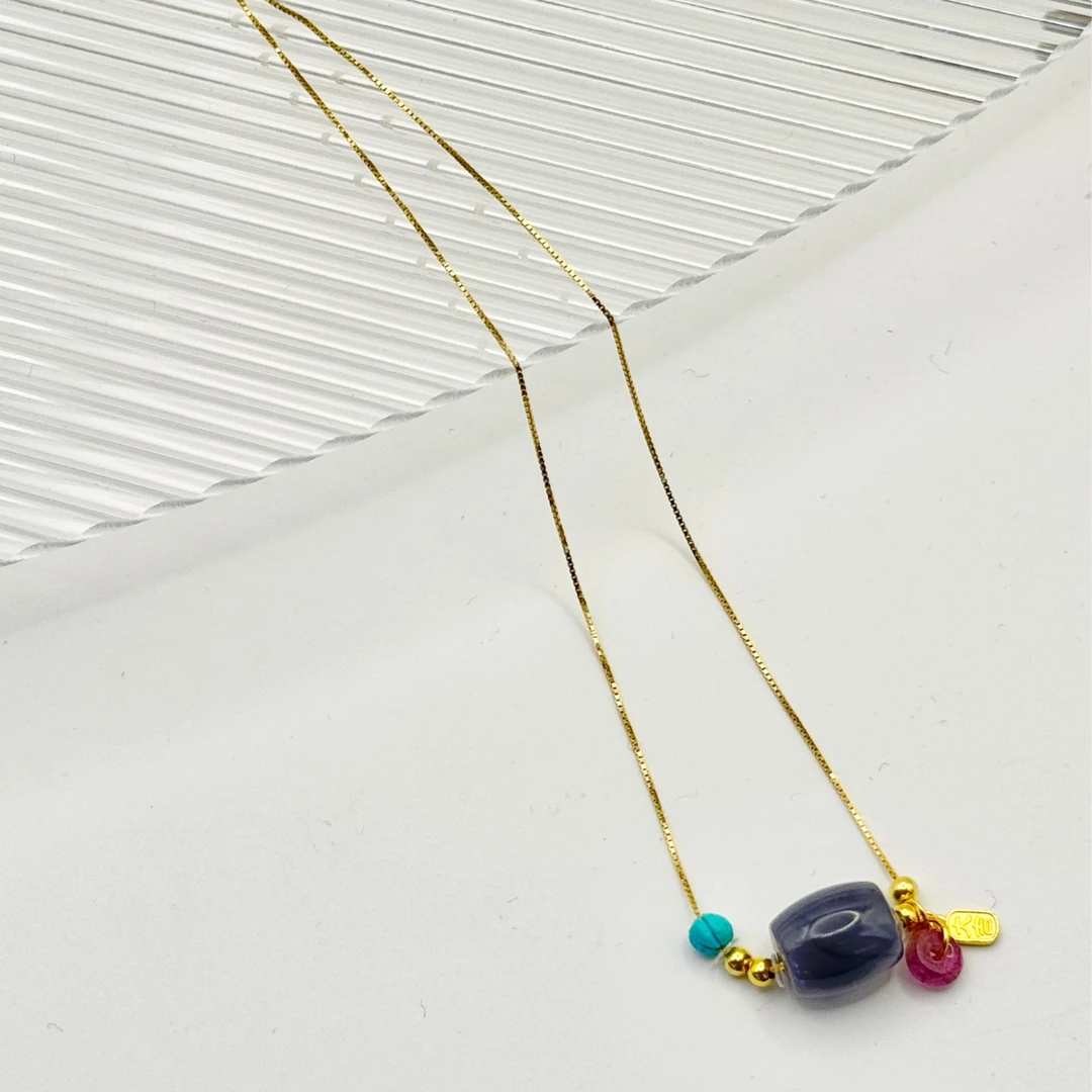 ZBG0826和田玉烟紫 绿松 925吊坠（天然珠宝多样性发其一）