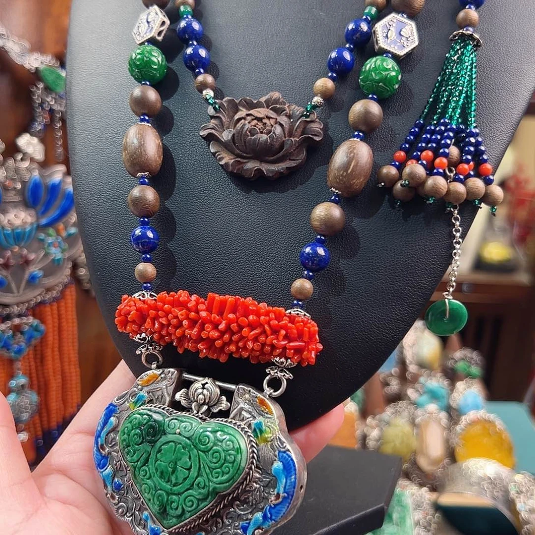 925银珐琅锦钰原创设计项链