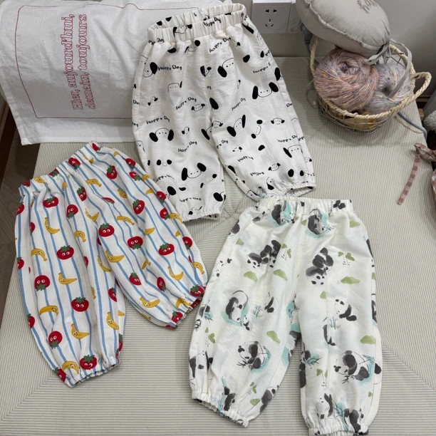 CS111-儿童夏季男童女童卡通印花棉布防蚊裤