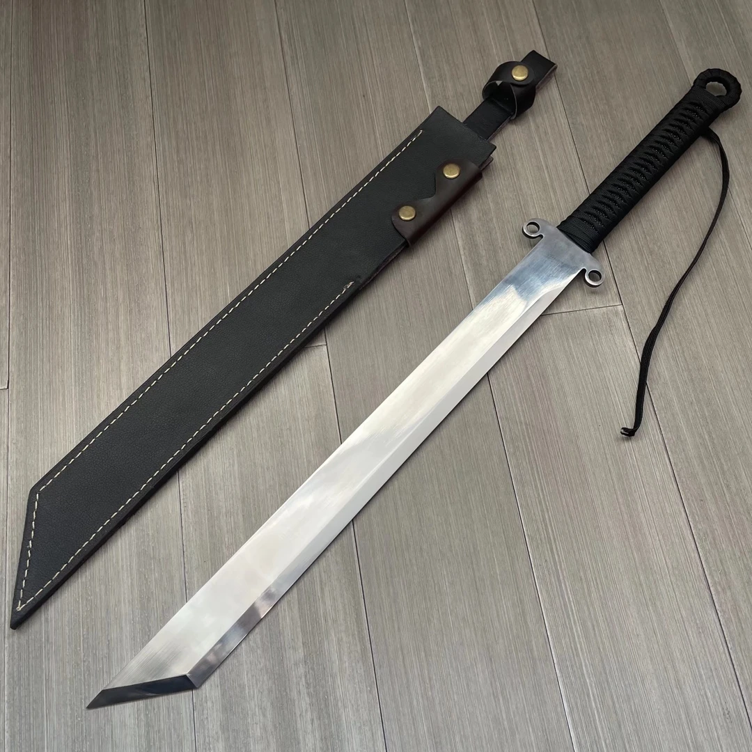 龙泉刀剑一体火车轨道钢唐刀清刀防身健身车载牛尾刀未开刃