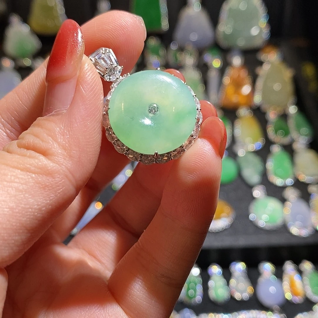 颈饰银S925镶嵌翡翠天然翡翠