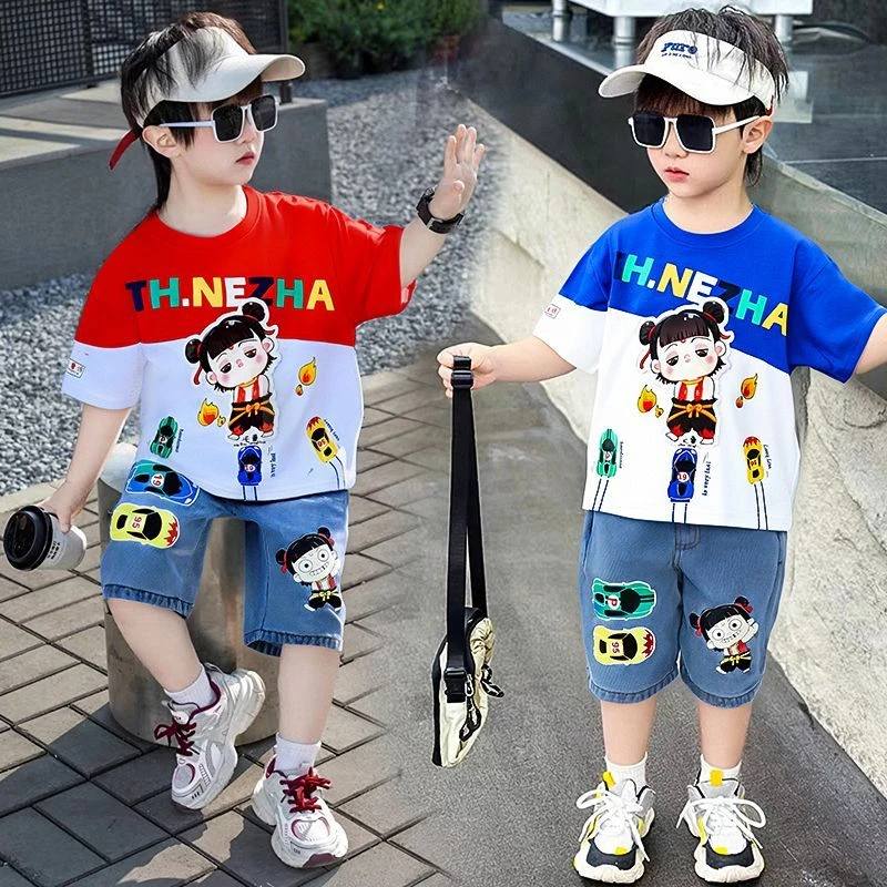 哪吒衣服2025新款夏季男童套装宝宝夏装儿童短袖男孩两件套