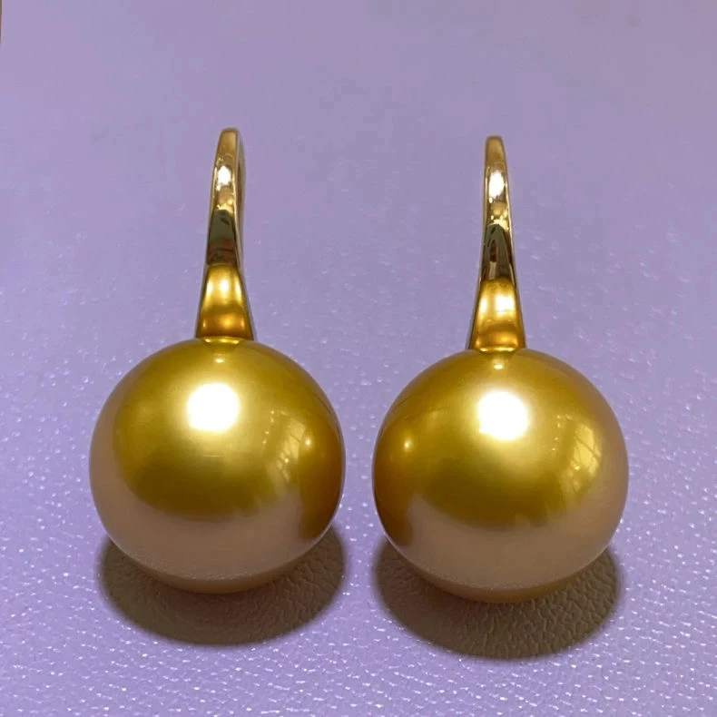 925银耳饰 南洋浓金色耳饰耳坠母亲节礼物高跟鞋耳坠