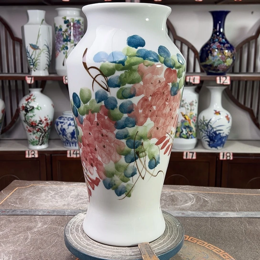 陶摆件景德镇陶瓷大鱼红紫