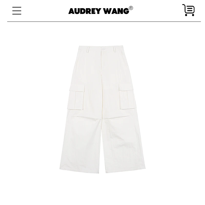 AUDREYWANG“实用高街主义”复古百搭宽松直筒工装裤12219