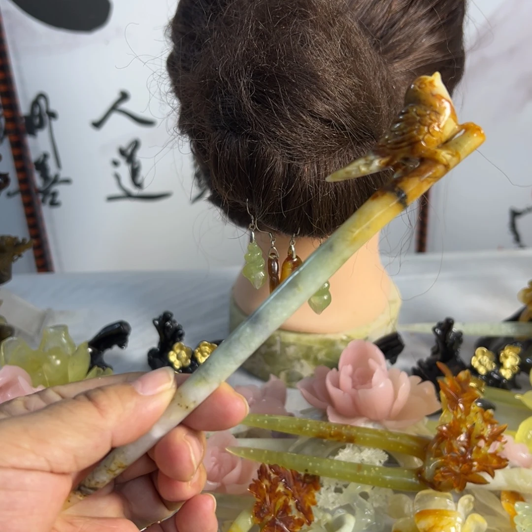 蛇纹石玉未镶嵌发饰