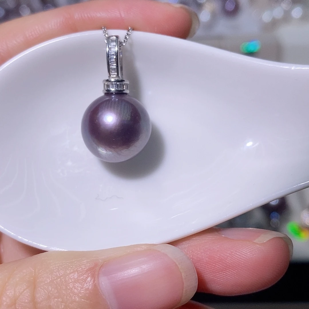 淡水珍珠吊坠(赠链)银S925镶嵌尺寸13毫米