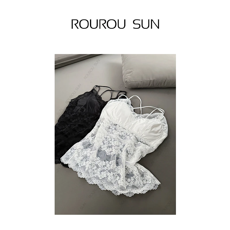 22930拼接蕾丝花边背心轻熟洋气显瘦美背外穿吊带上衣