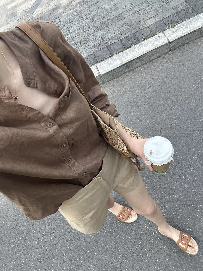 【慵懒夏日】极简老钱风感夏季亚麻宽松气质长袖上衣白色防晒衬衫