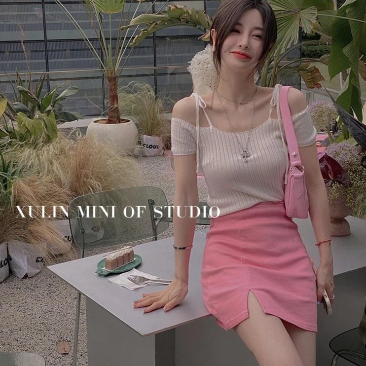 徐琳mini 05/14新品「蜜桃」开叉弹力修身高腰半裙 x220124