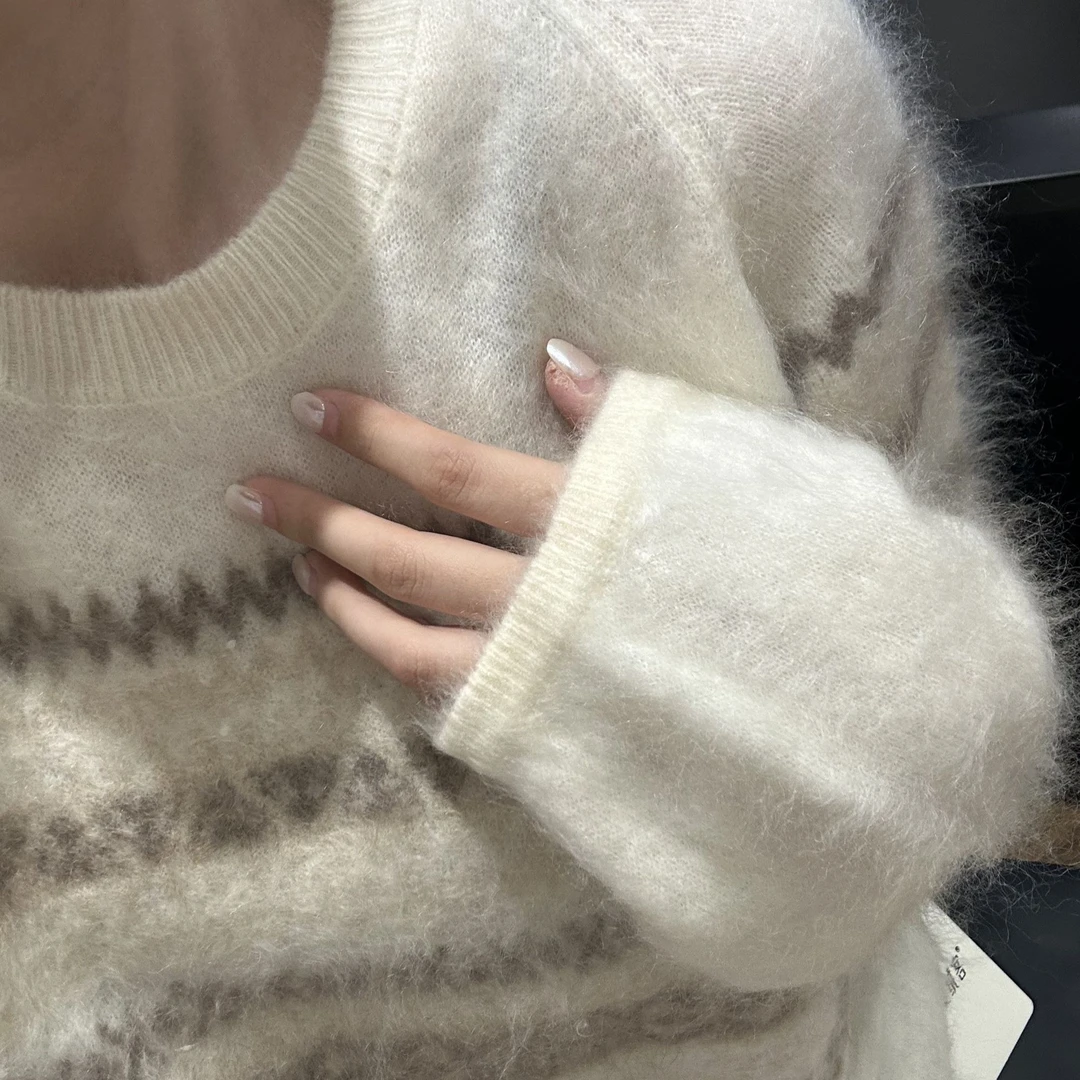 费尔岛系列：耳朵同款纯山羊绒拉绒羊绒衫