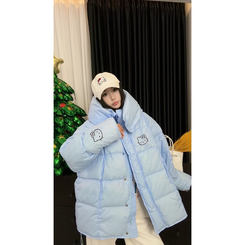 【劉發發】W383【Kitty羽绒服】新款时尚百搭宽松连帽保暖猫咪羽绒服