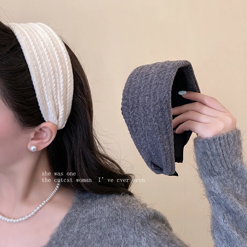 韩系麻花纹理针织发箍百搭复古高颅顶头箍发卡日常外戴头扣发饰品