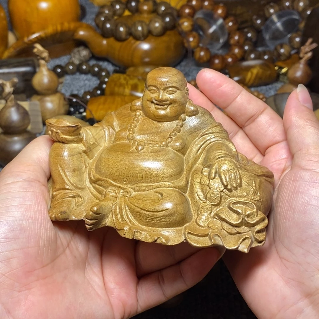 金丝楠弥勒摆件小叶