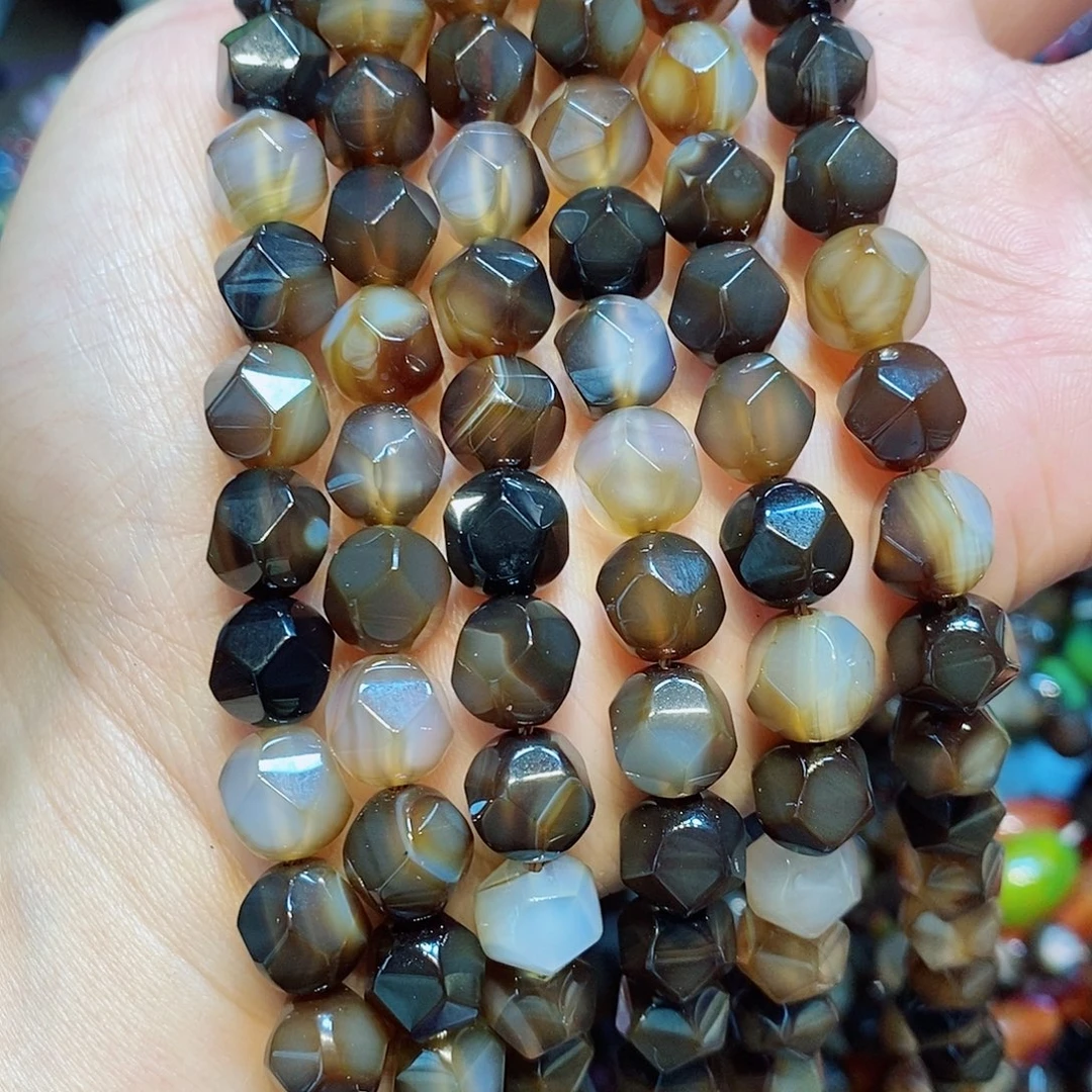 玛瑙/玉髓散珠10mm万切面玛瑙一条