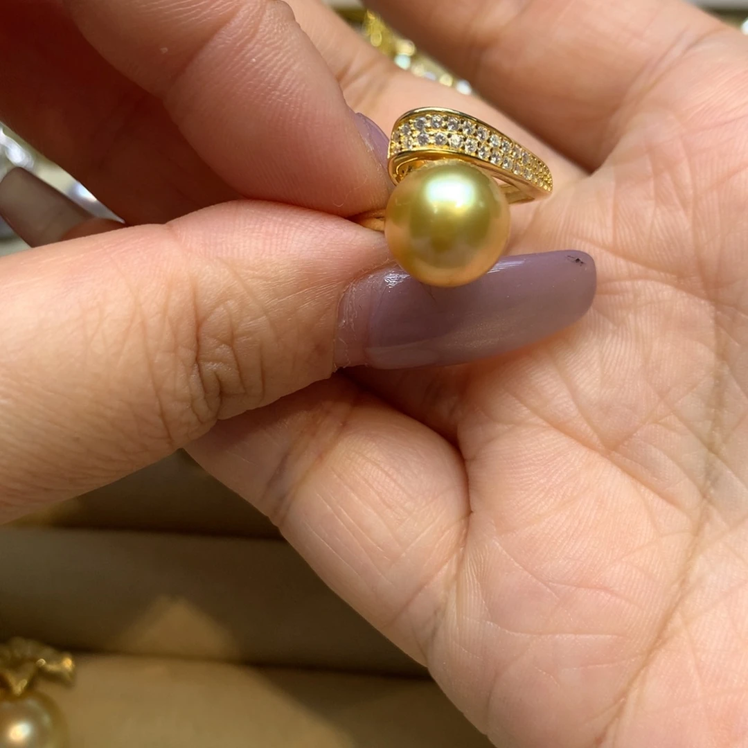 银S925镶嵌戒指海水珍珠