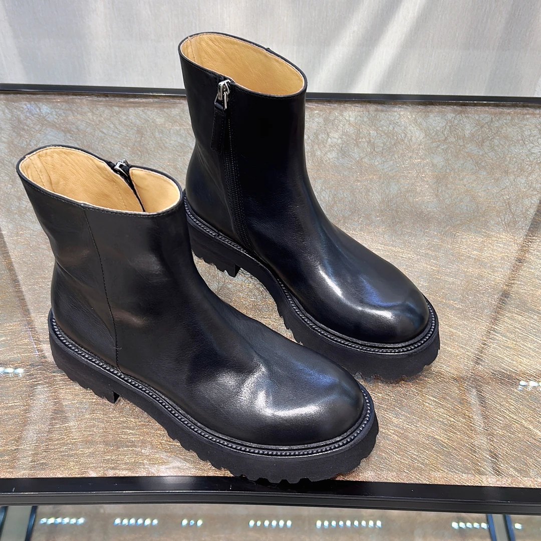 深呼吸新款水洗牛皮侧拉链切尔西短靴 15251