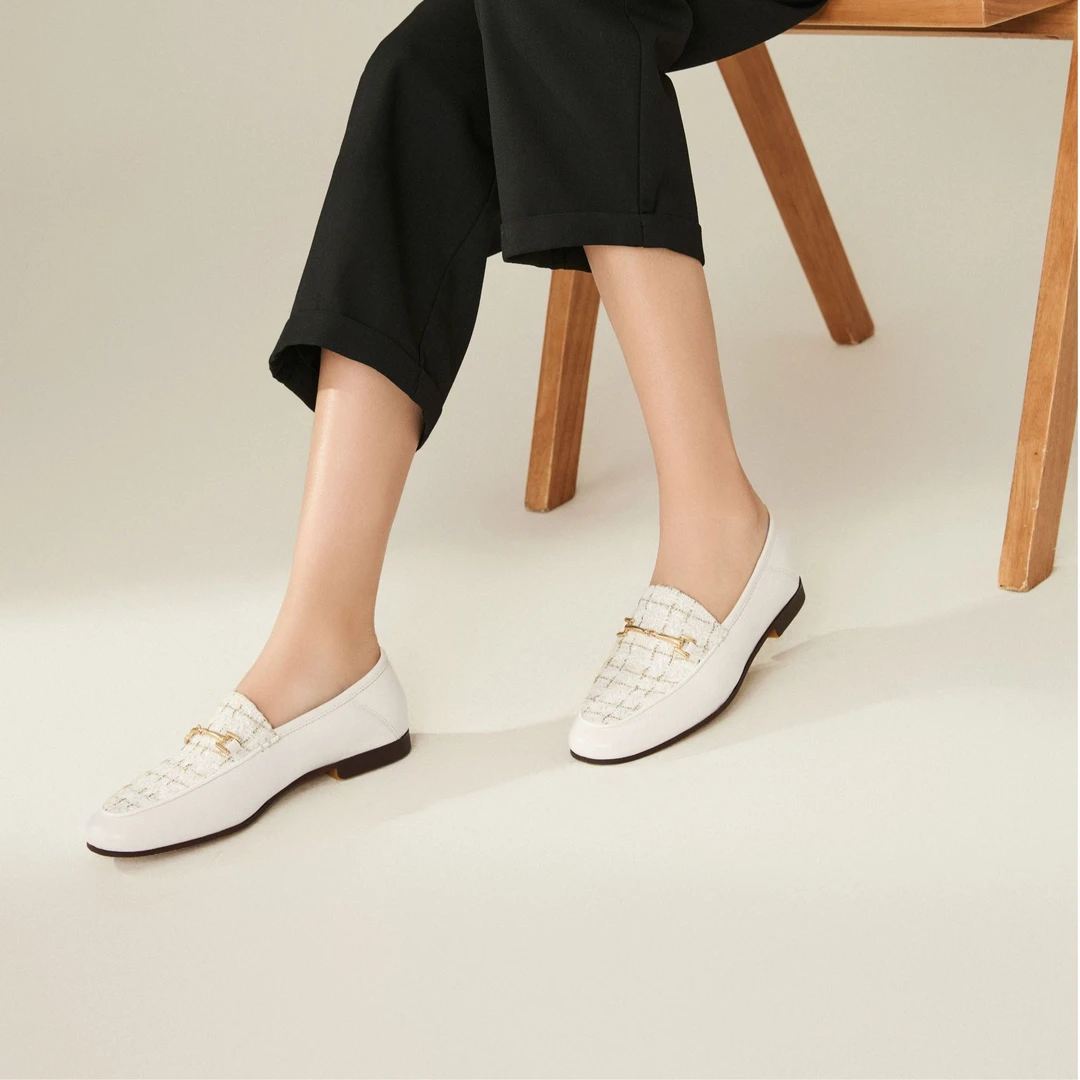 【钱老板专属】德芙琳小香风乐福鞋2025欧若风复古马衔扣单鞋KD6212