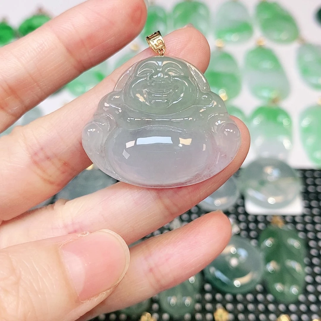 翡翠吊坠(不含链)18K金镶嵌